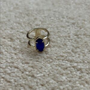 Kendra Scott Gold Ring with Deep Blue Stone